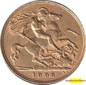 1908 EDWARD VII (London) Gold 1/2 Sovereign